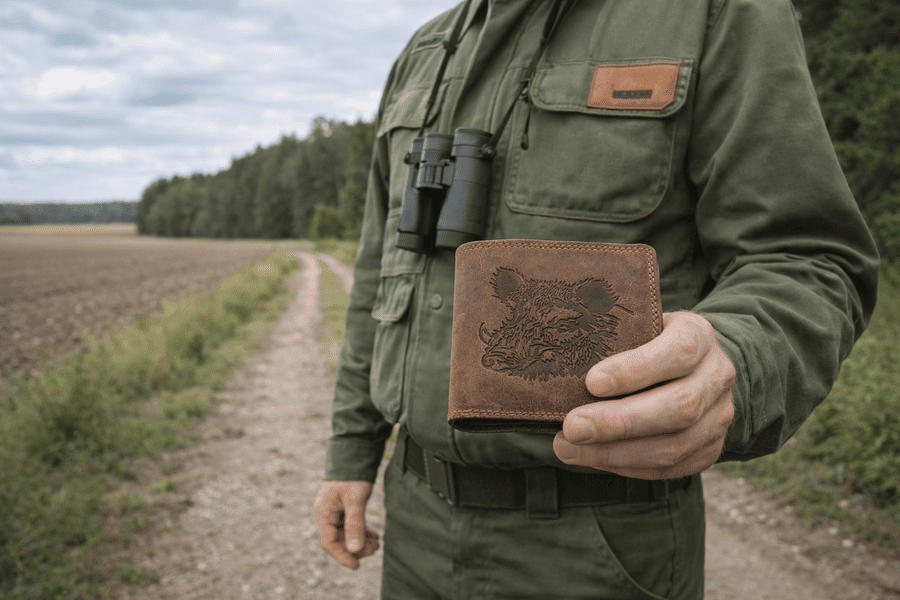 kožená peňaženka pre pánov s motivom Diviak hlava mk